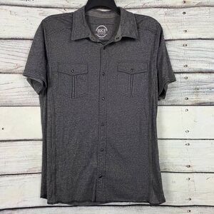 BKE Gray Button Front Shirt Short Sleeve Men’s L